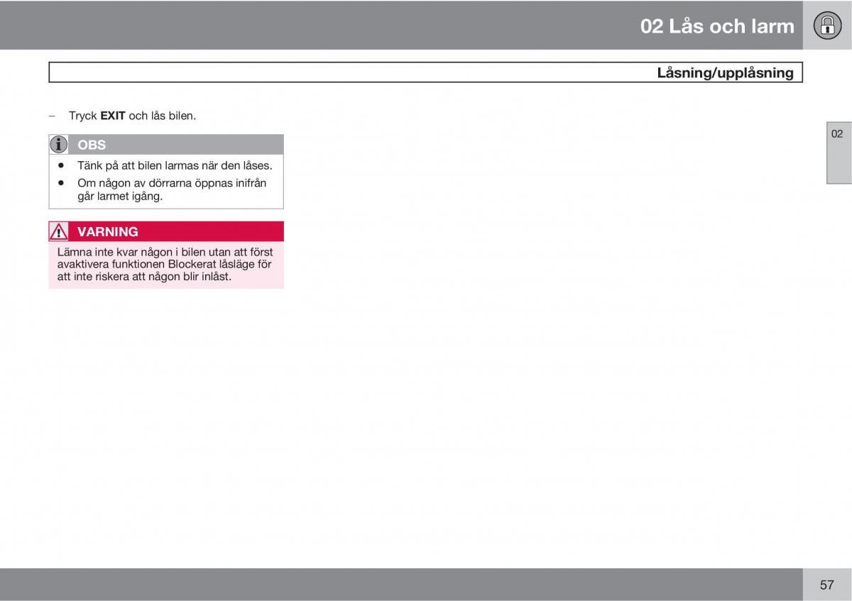 Volvo XC60 I 1 instruktionsbok / page 57