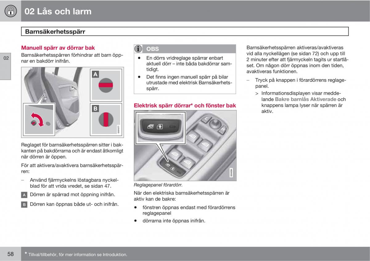 Volvo XC60 I 1 instruktionsbok / page 58