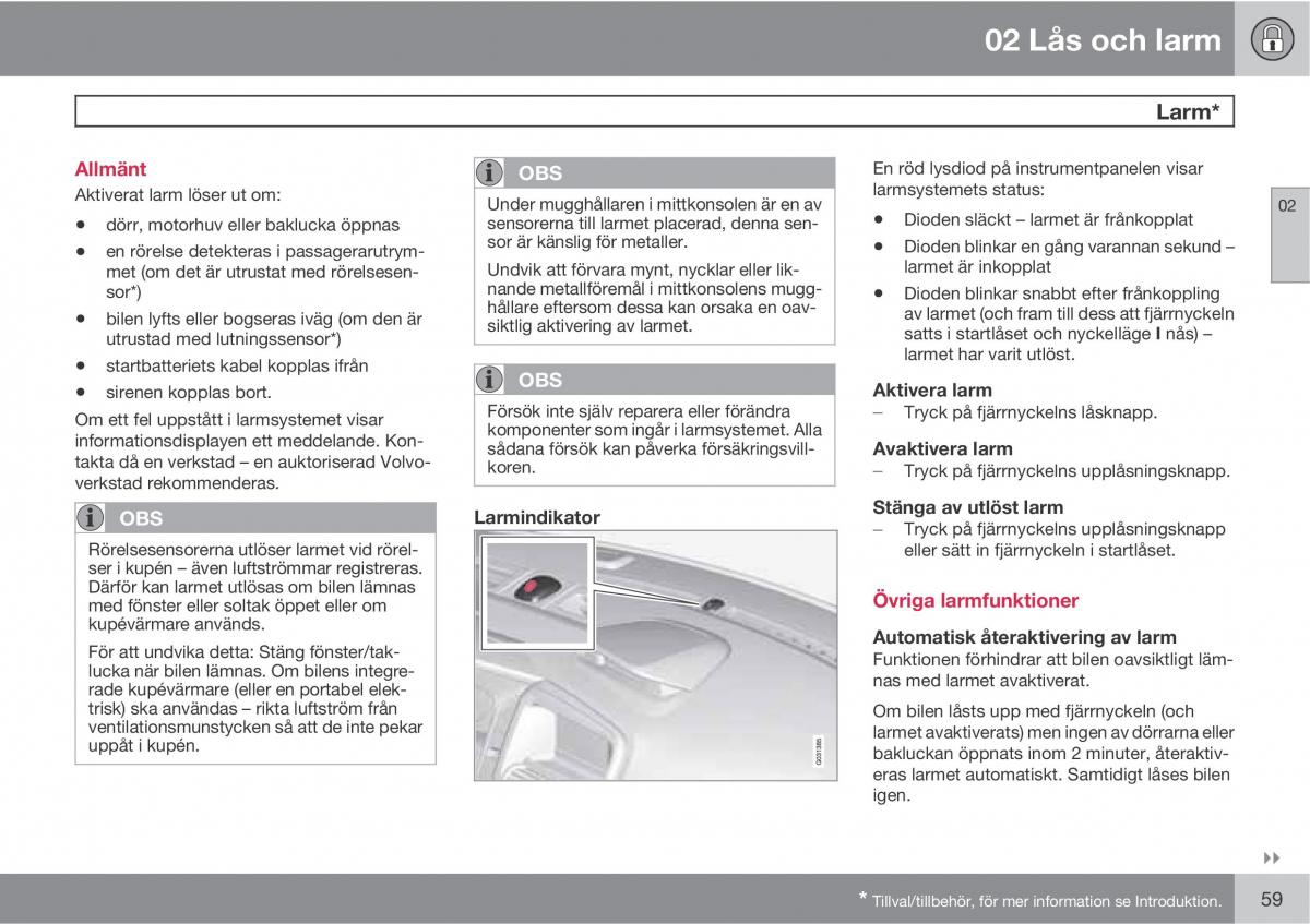 Volvo XC60 I 1 instruktionsbok / page 59