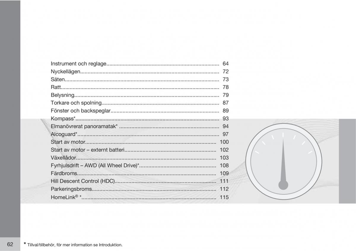 Volvo XC60 I 1 instruktionsbok / page 62