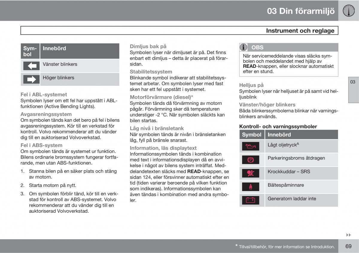 Volvo XC60 I 1 instruktionsbok / page 69