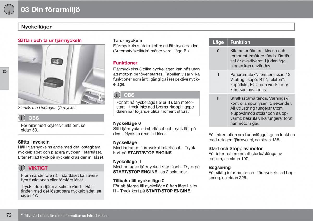 Volvo XC60 I 1 instruktionsbok / page 72