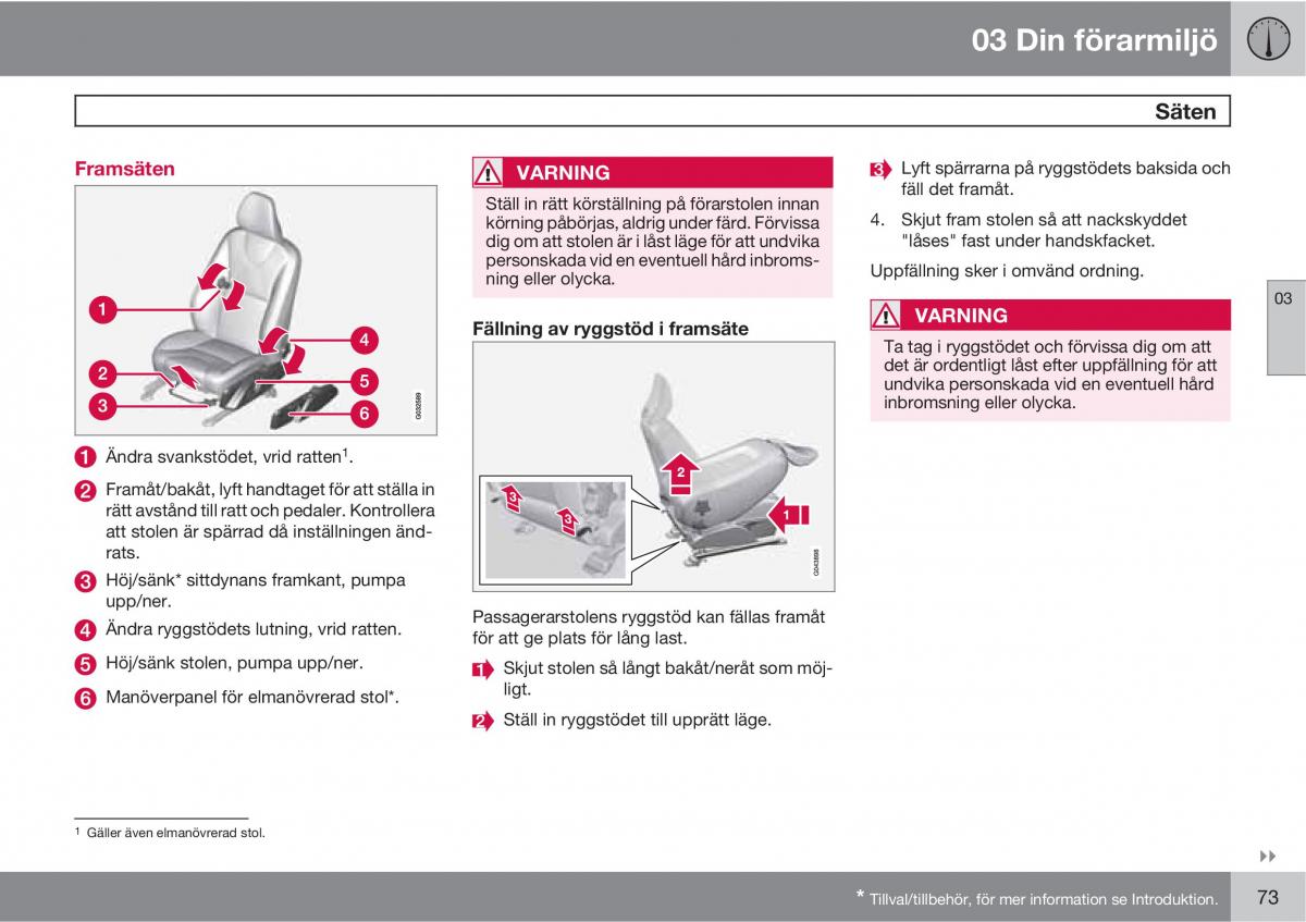 Volvo XC60 I 1 instruktionsbok / page 73