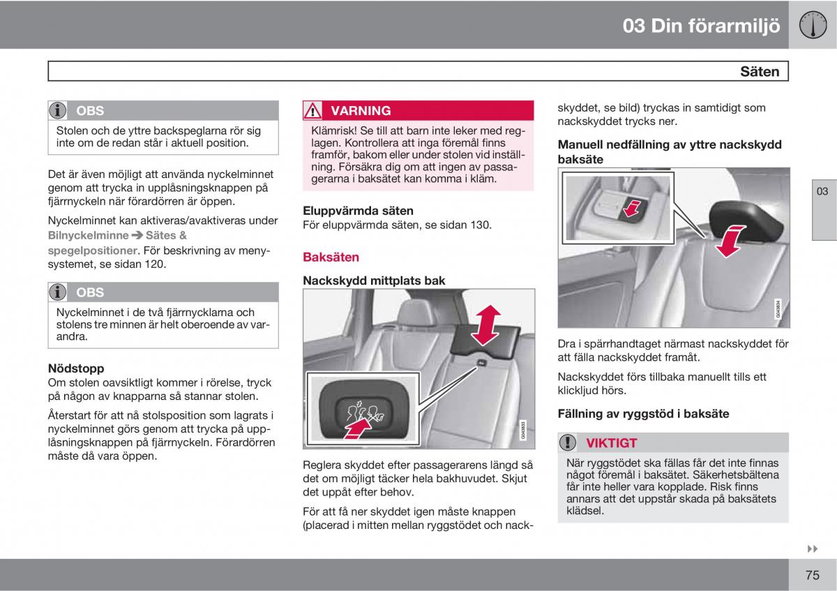 Volvo XC60 I 1 instruktionsbok / page 75