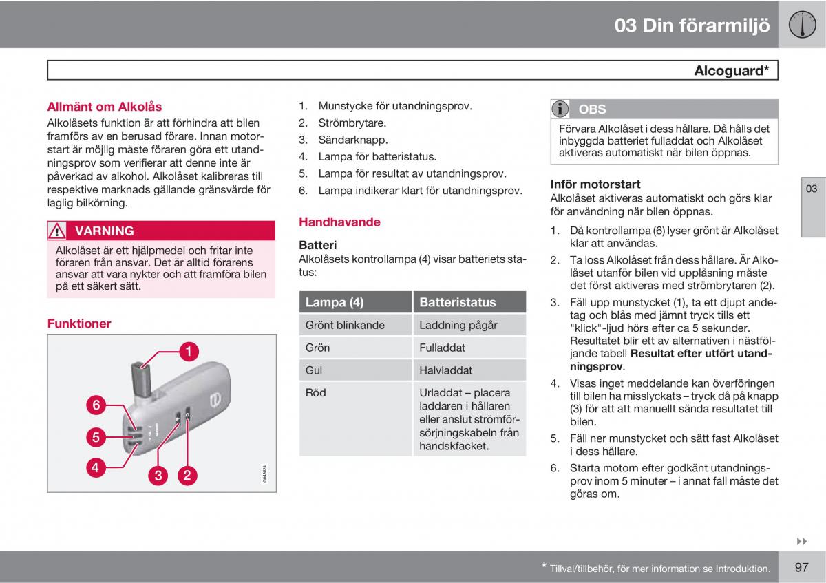 Volvo XC60 I 1 instruktionsbok / page 97