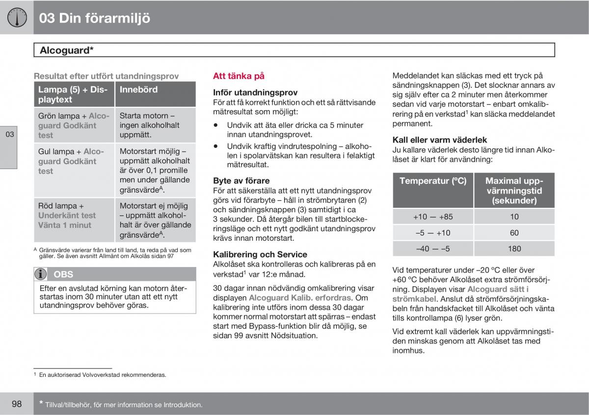 Volvo XC60 I 1 instruktionsbok / page 98