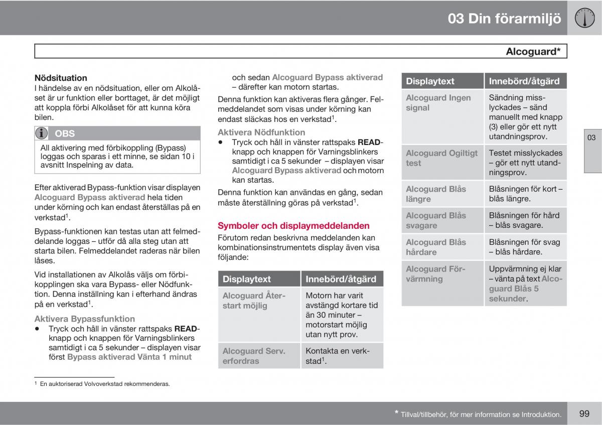 Volvo XC60 I 1 instruktionsbok / page 99