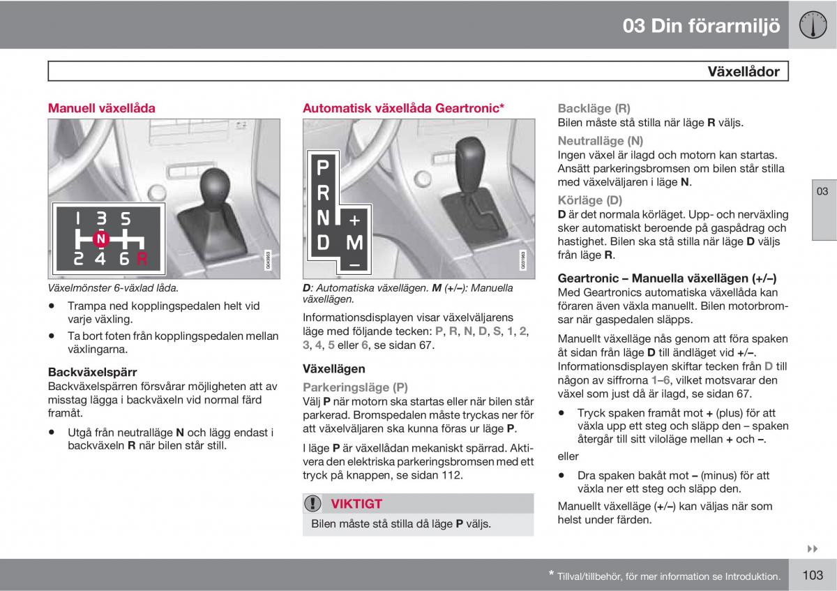 Volvo XC60 I 1 instruktionsbok / page 103