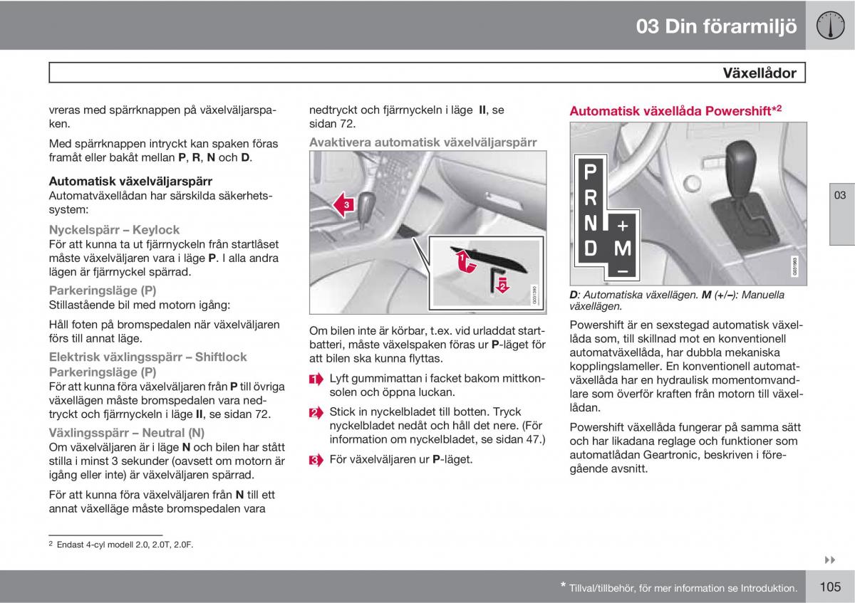 Volvo XC60 I 1 instruktionsbok / page 105