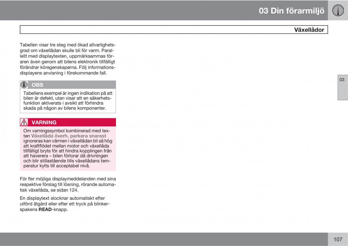 Volvo XC60 I 1 instruktionsbok / page 107