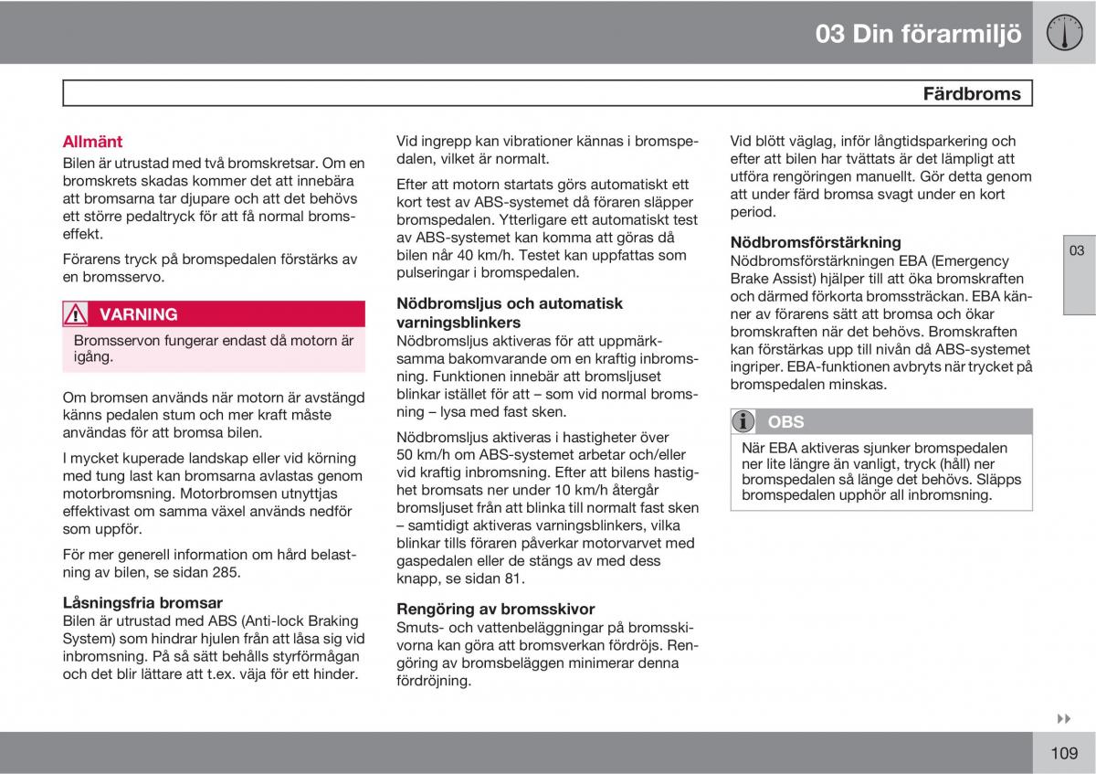 Volvo XC60 I 1 instruktionsbok / page 109