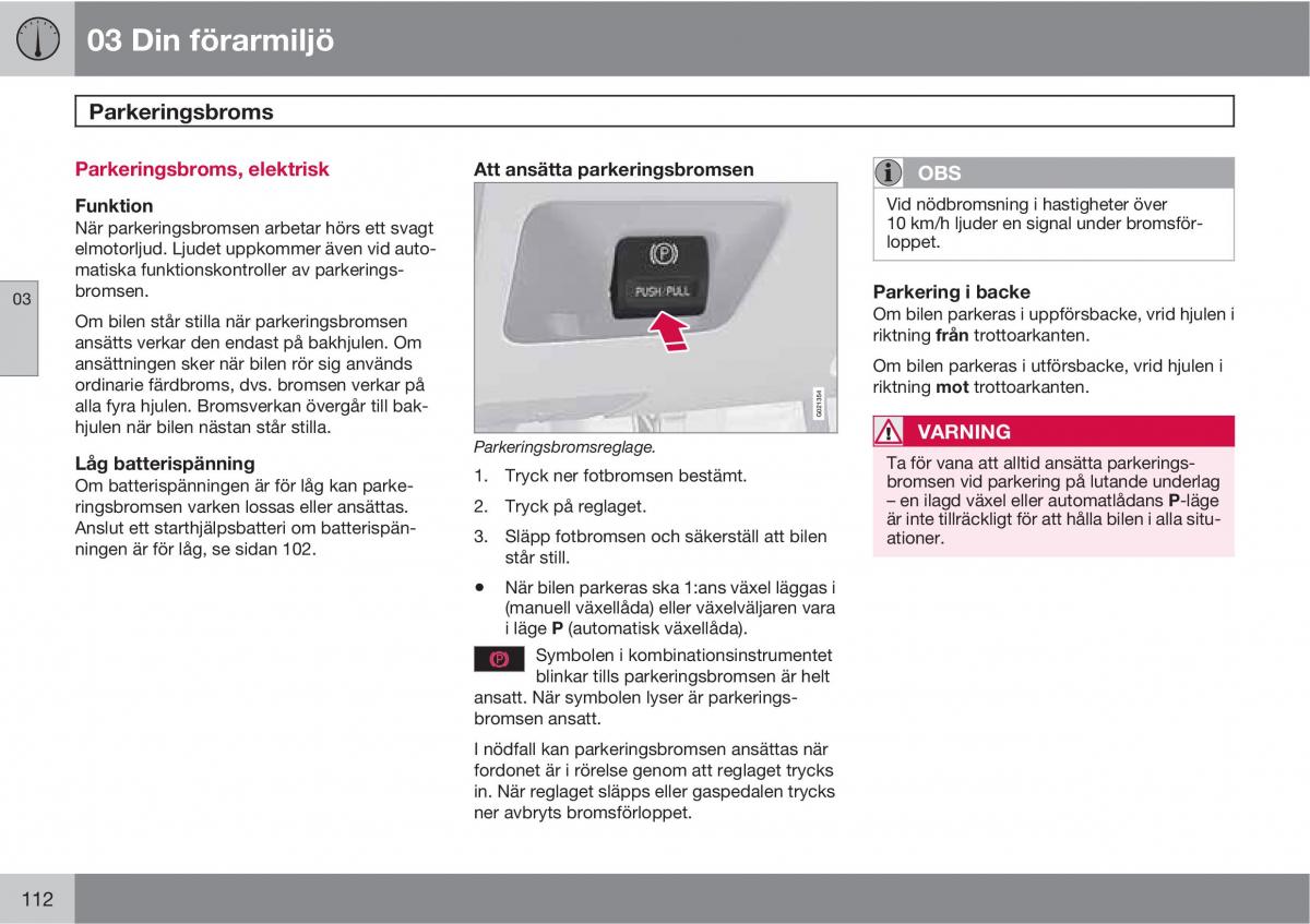 Volvo XC60 I 1 instruktionsbok / page 112