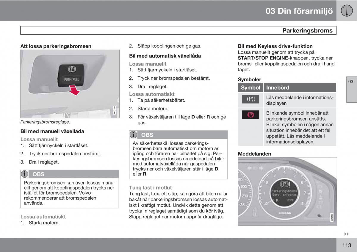 Volvo XC60 I 1 instruktionsbok / page 113