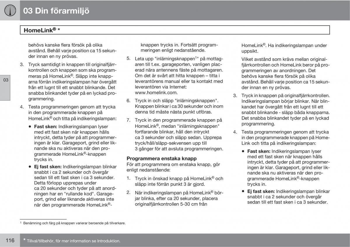 Volvo XC60 I 1 instruktionsbok / page 116