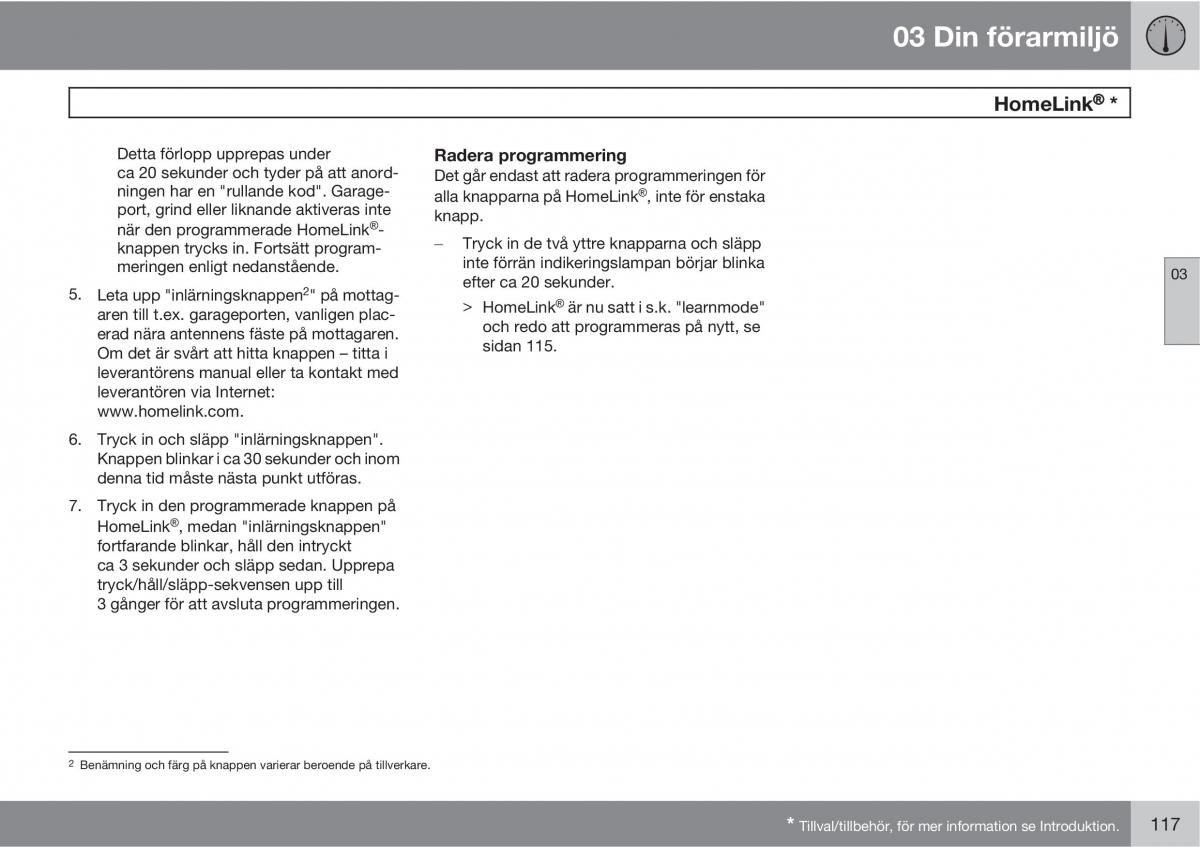 Volvo XC60 I 1 instruktionsbok / page 117