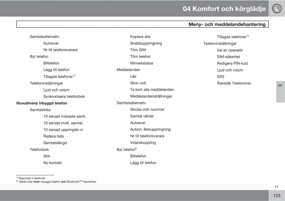 Volvo XC60 I 1 instruktionsbok / page 123