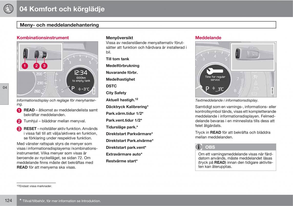 Volvo XC60 I 1 instruktionsbok / page 124