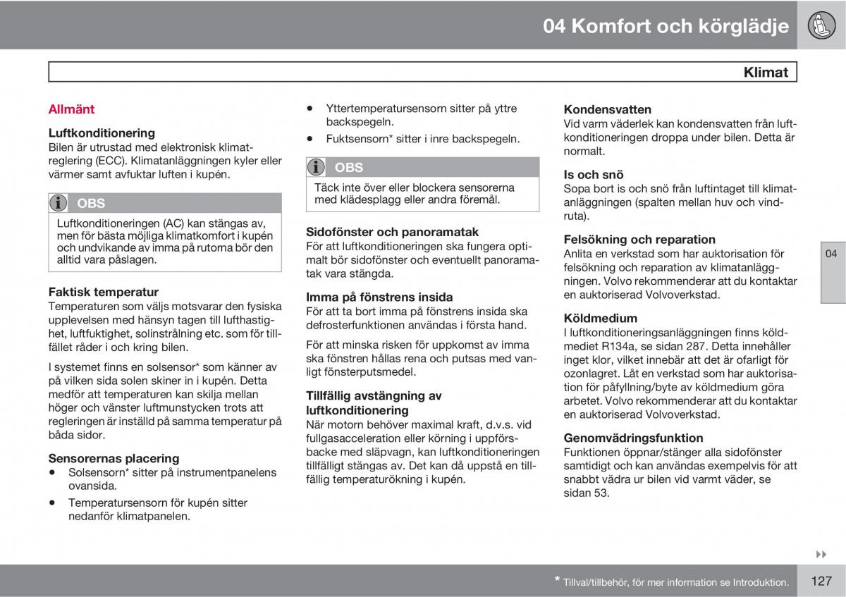 Volvo XC60 I 1 instruktionsbok / page 127