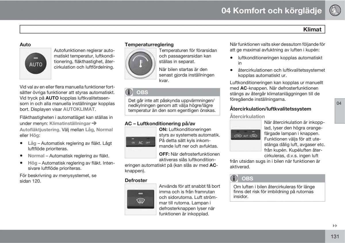 Volvo XC60 I 1 instruktionsbok / page 131