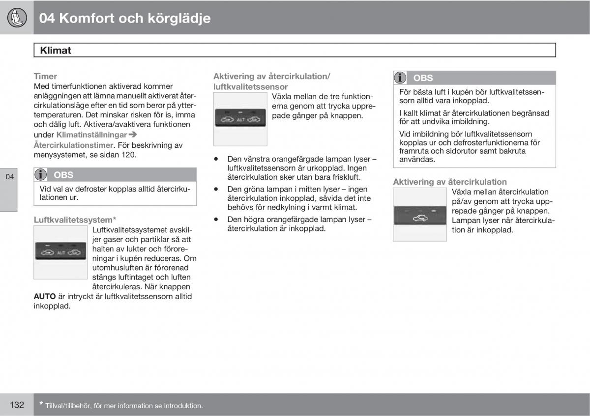 Volvo XC60 I 1 instruktionsbok / page 132