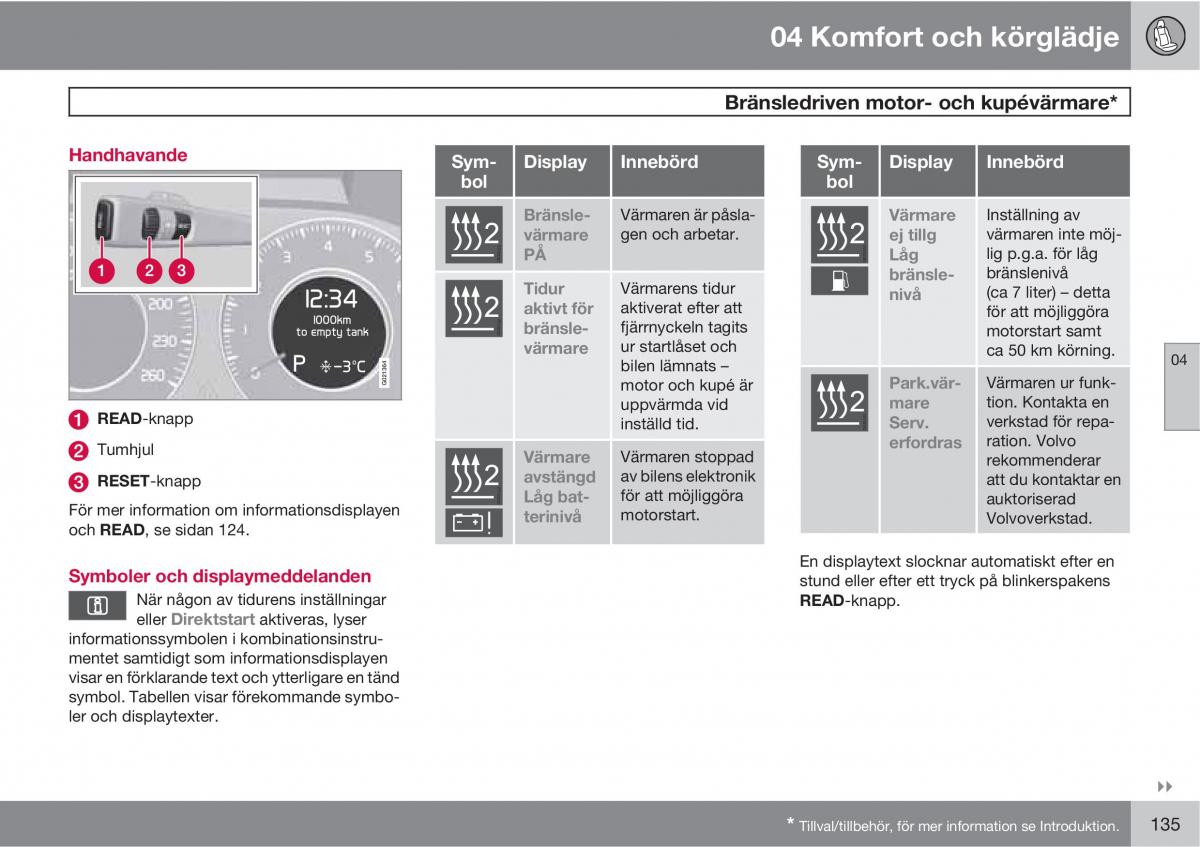 Volvo XC60 I 1 instruktionsbok / page 135