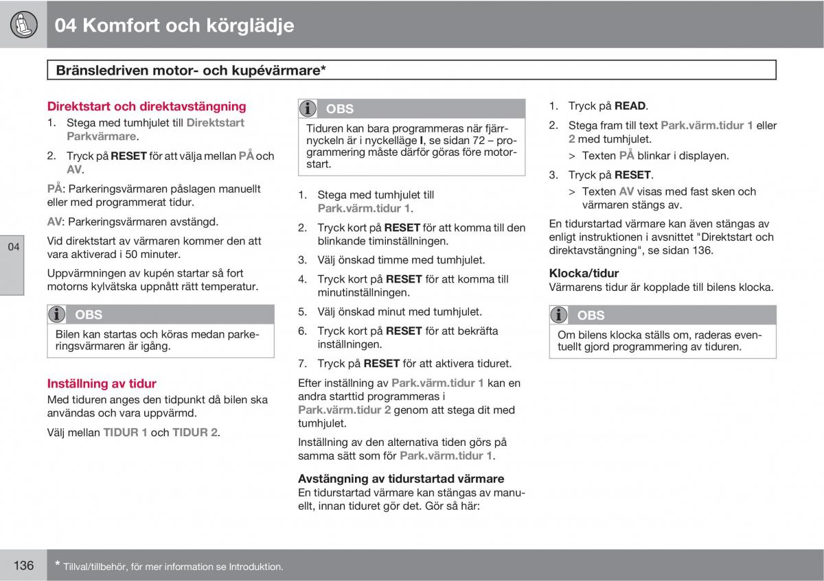 Volvo XC60 I 1 instruktionsbok / page 136