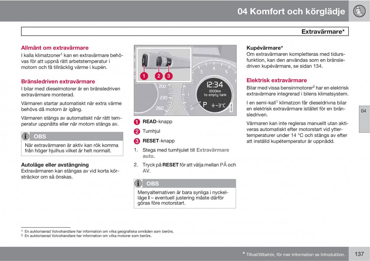 Volvo XC60 I 1 instruktionsbok / page 137