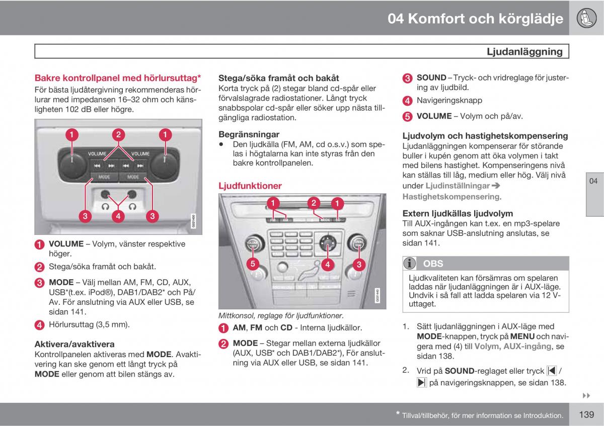 Volvo XC60 I 1 instruktionsbok / page 139