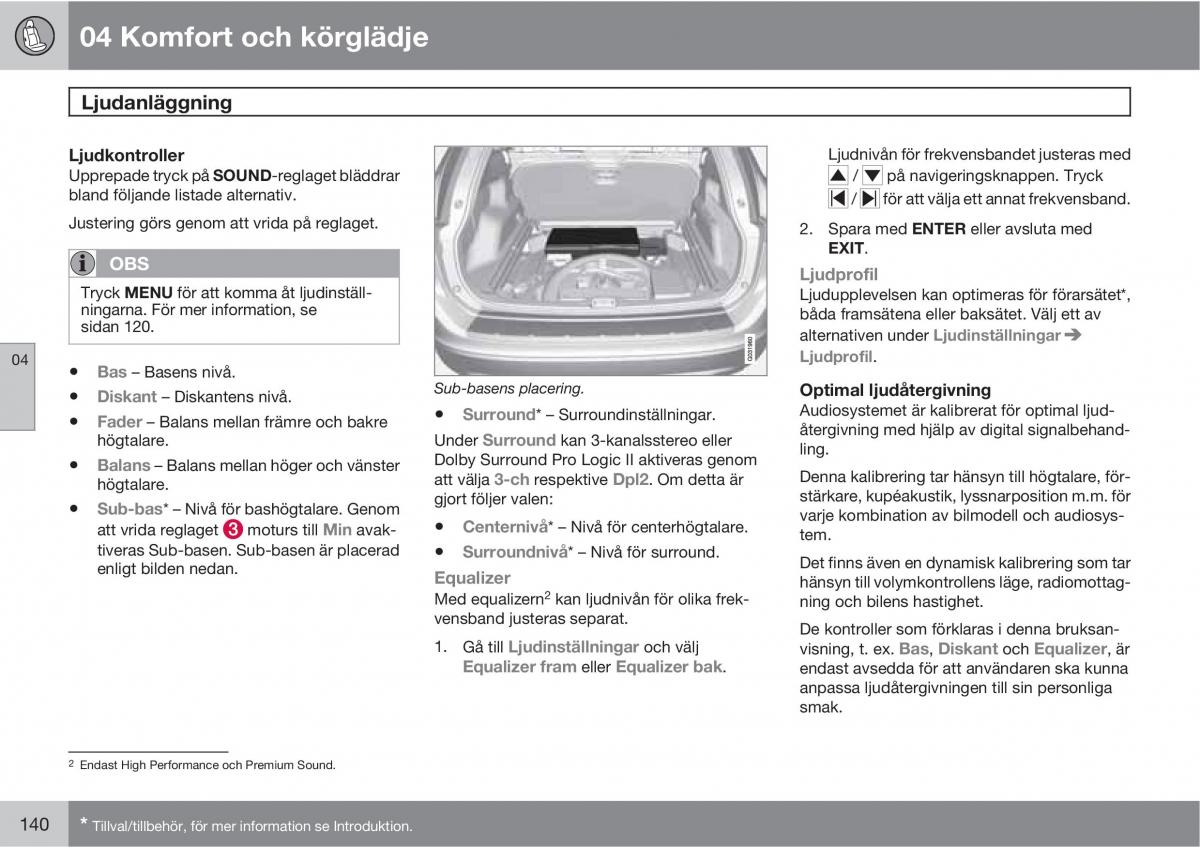 Volvo XC60 I 1 instruktionsbok / page 140