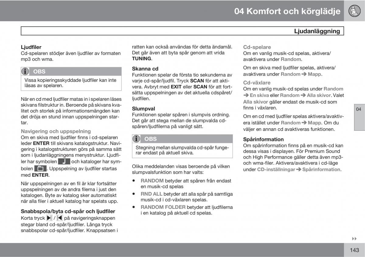 Volvo XC60 I 1 instruktionsbok / page 143