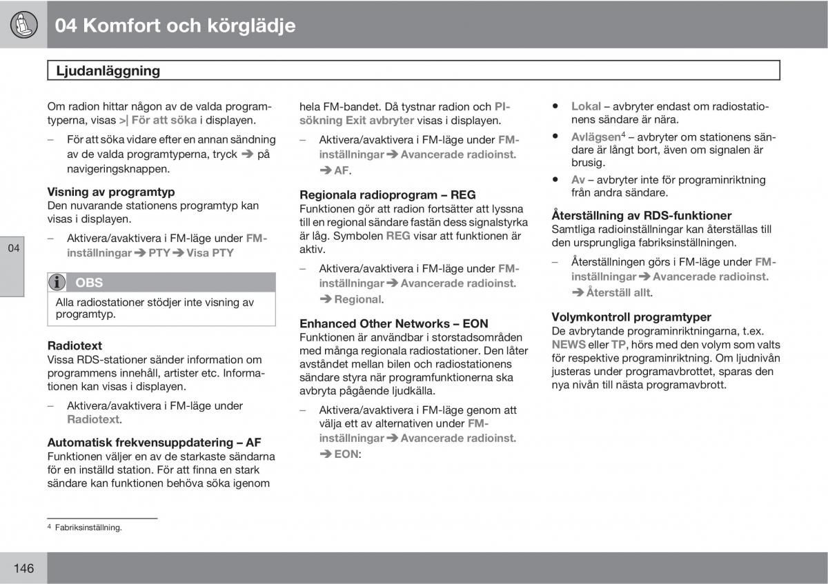 Volvo XC60 I 1 instruktionsbok / page 146