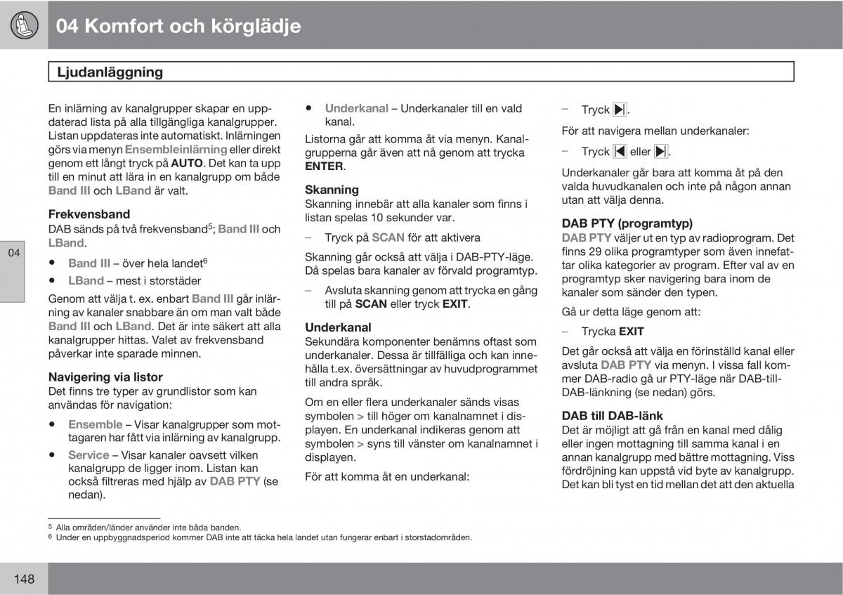 Volvo XC60 I 1 instruktionsbok / page 148