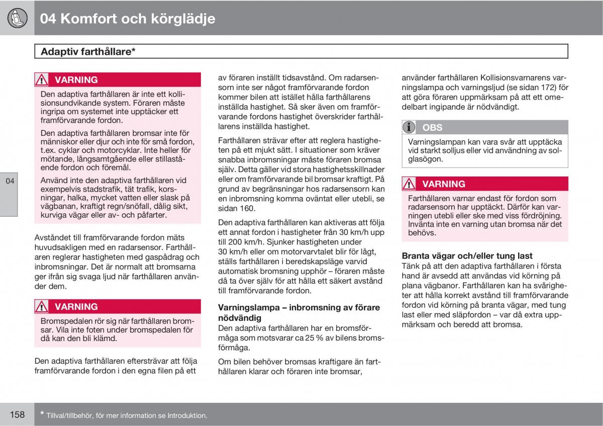 Volvo XC60 I 1 instruktionsbok / page 158