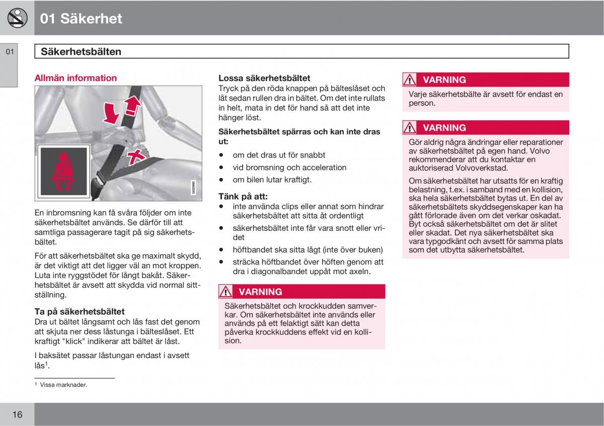 Volvo XC60 I 1 instruktionsbok / page 16