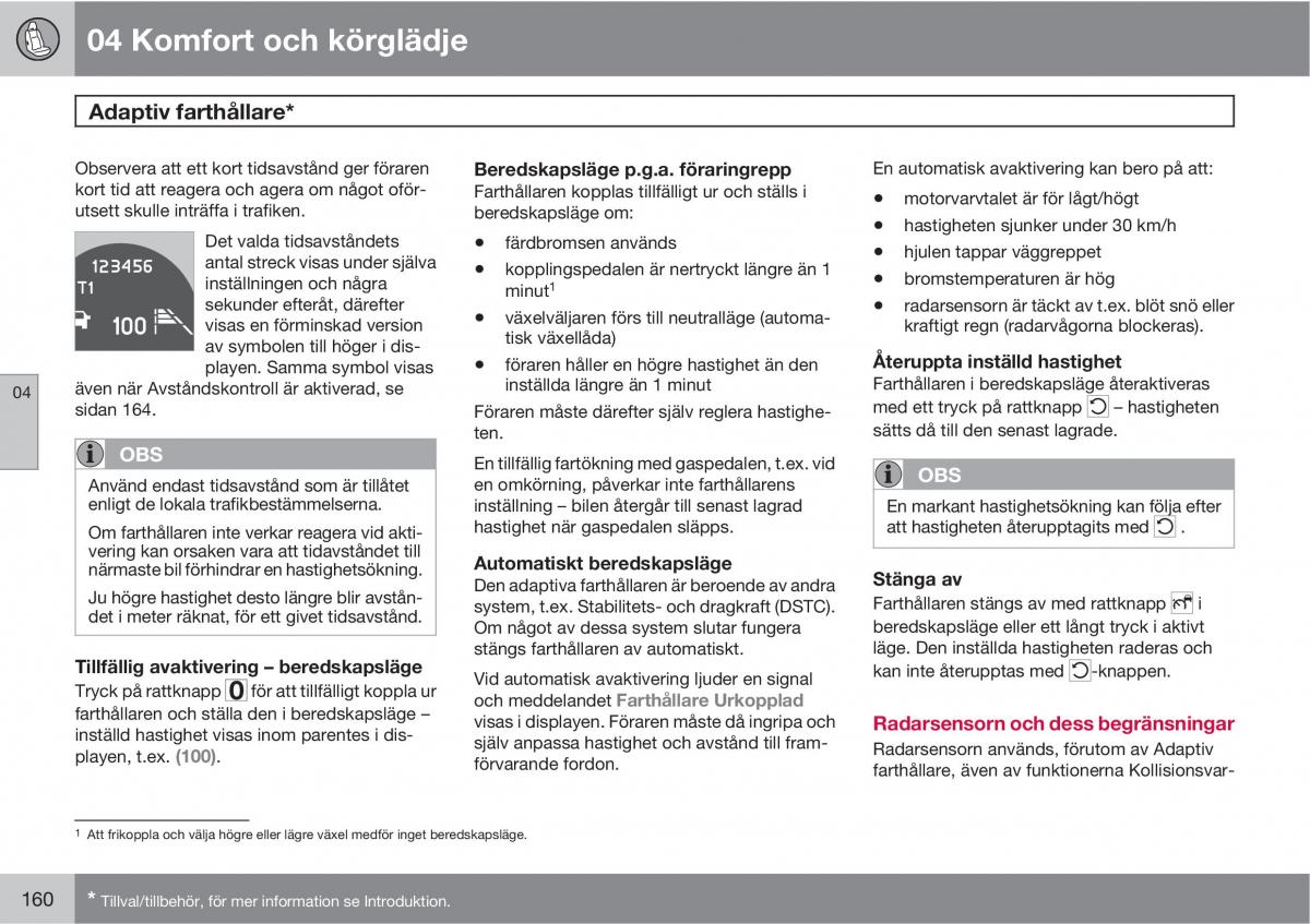 Volvo XC60 I 1 instruktionsbok / page 160