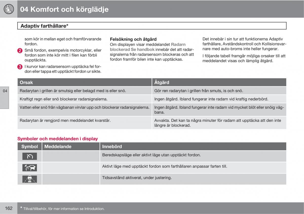 Volvo XC60 I 1 instruktionsbok / page 162