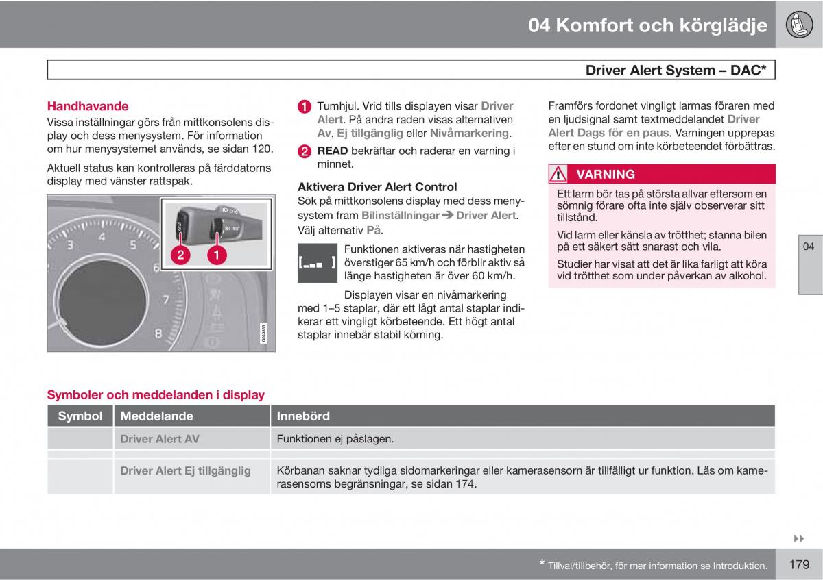 Volvo XC60 I 1 instruktionsbok / page 179