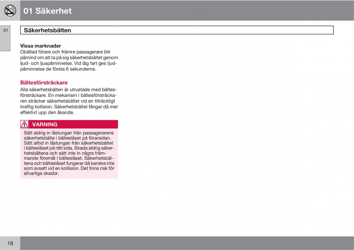Volvo XC60 I 1 instruktionsbok / page 18