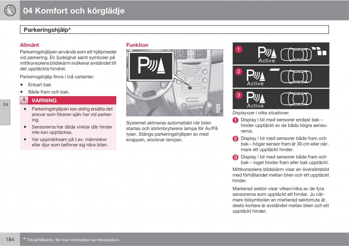 Volvo XC60 I 1 instruktionsbok / page 184