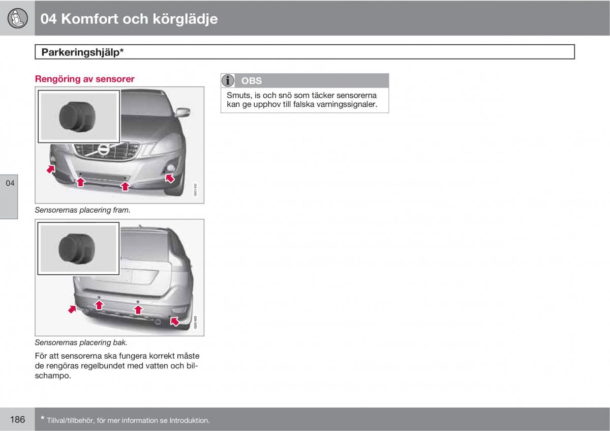 Volvo XC60 I 1 instruktionsbok / page 186