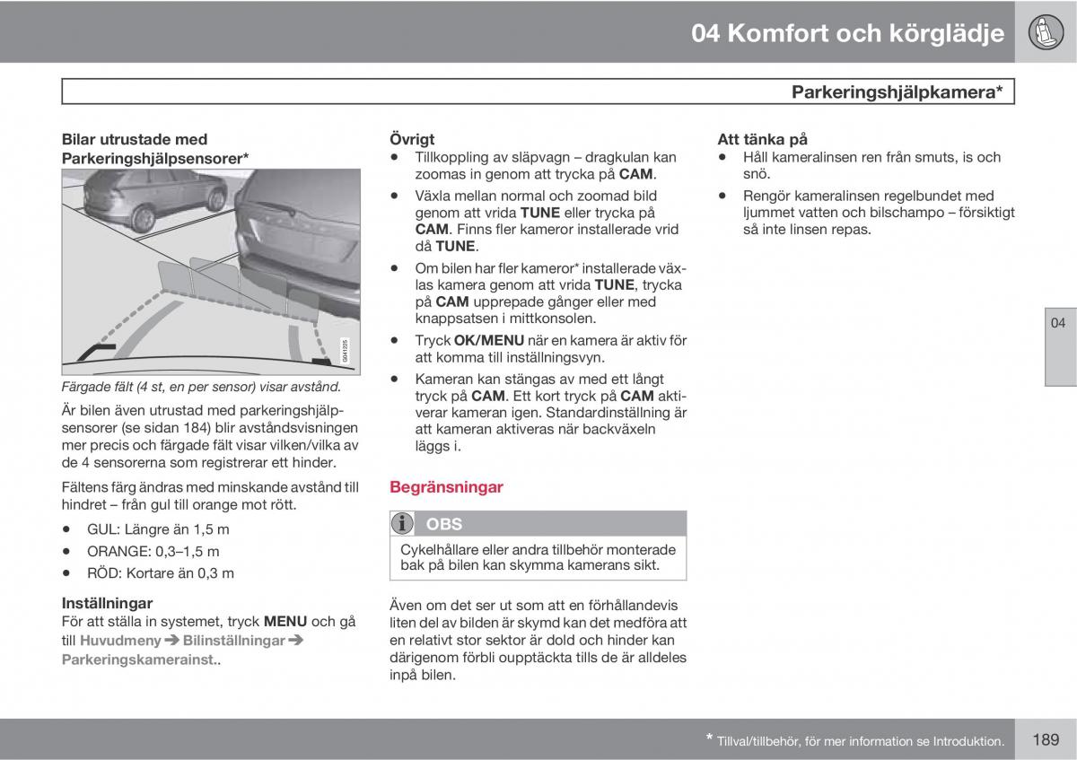 Volvo XC60 I 1 instruktionsbok / page 189