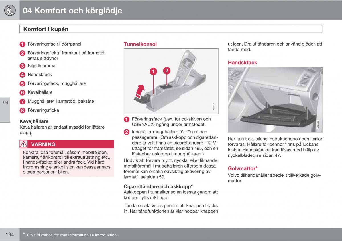 Volvo XC60 I 1 instruktionsbok / page 194