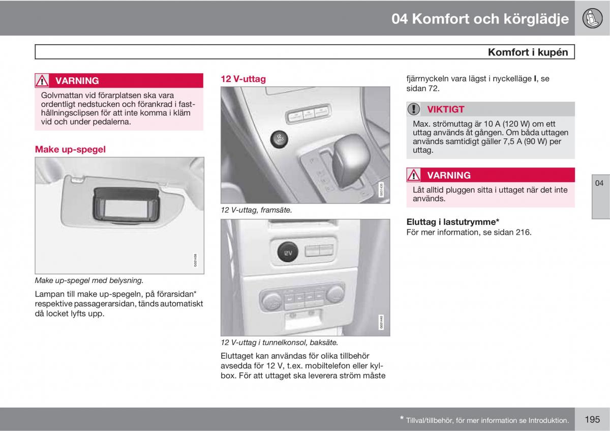 Volvo XC60 I 1 instruktionsbok / page 195