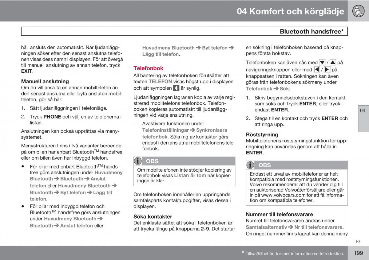 Volvo XC60 I 1 instruktionsbok / page 199