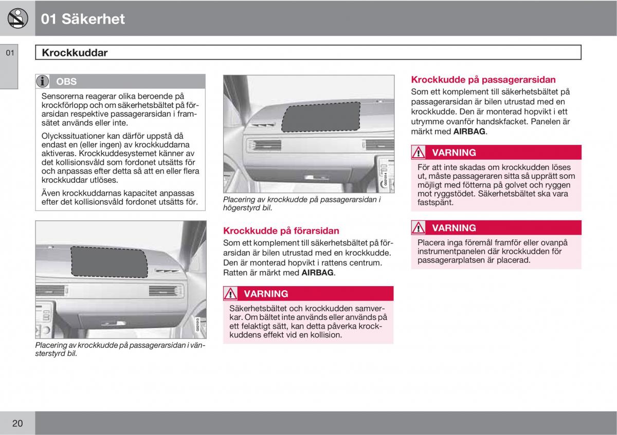 Volvo XC60 I 1 instruktionsbok / page 20