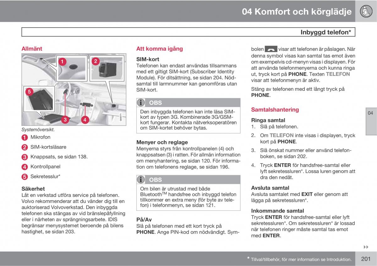 Volvo XC60 I 1 instruktionsbok / page 201