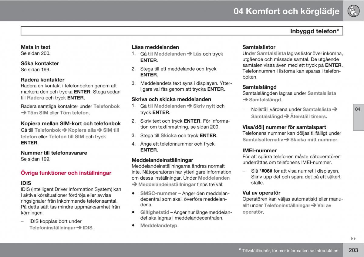 Volvo XC60 I 1 instruktionsbok / page 203