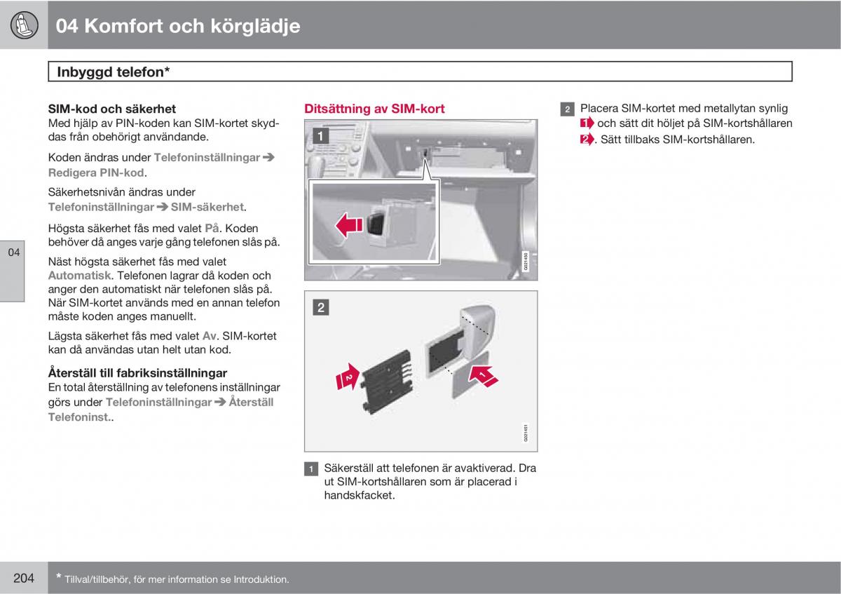 Volvo XC60 I 1 instruktionsbok / page 204