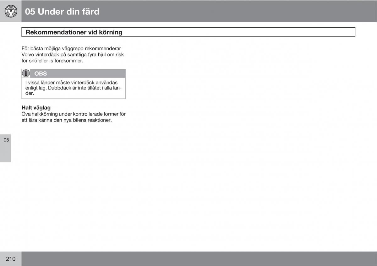 Volvo XC60 I 1 instruktionsbok / page 210