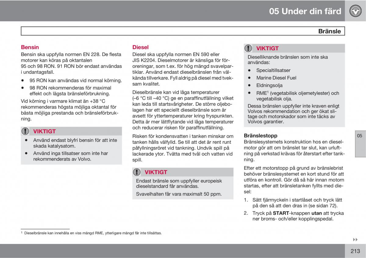 Volvo XC60 I 1 instruktionsbok / page 213